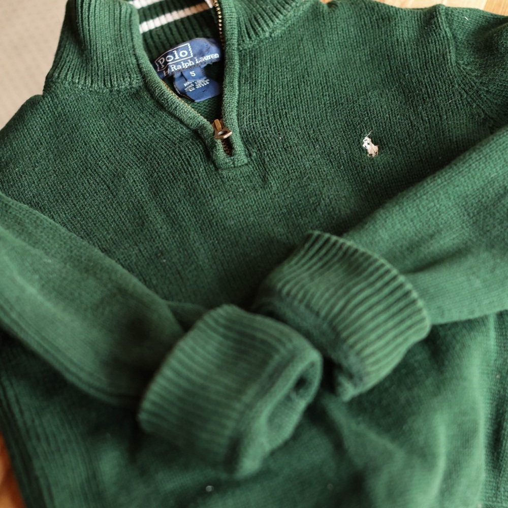 Polo by Ralph Lauren Green boys cotton quarter zip 3t 5
